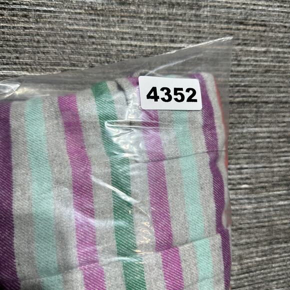 Lands' End Flannel Women's L (14-16) Gray Purple Striped Long Sleeve Button Oeko - Picture 15 of 15